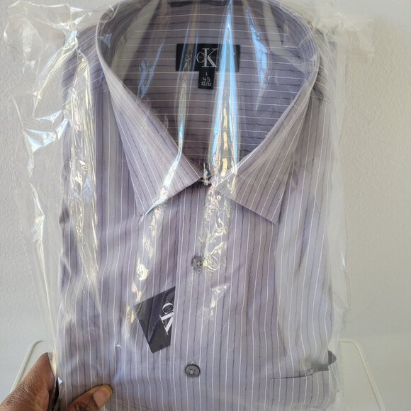 Calvin Klein Man’s Cotton Fancy Steel Dress Shirt (Neck size:16.5) - Picture 6 of 7